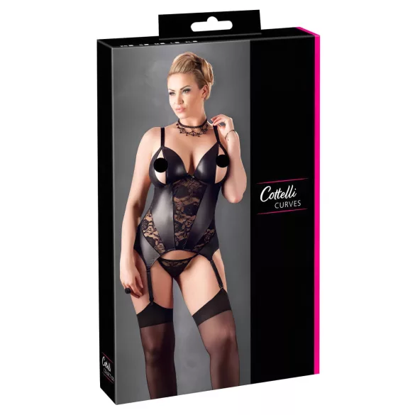 Cottelli - ženska top majica plus size - cvjetni uzorak - crna