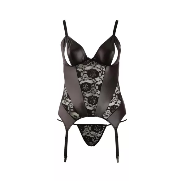 Cottelli - ženska top majica plus size - cvjetni uzorak - crna - XXXL