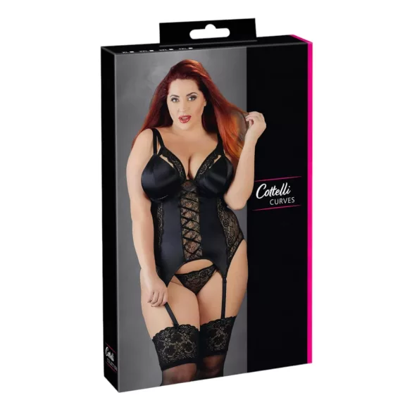 Cottelli Plus Size - prilagodljivi top s halterima (crna)
