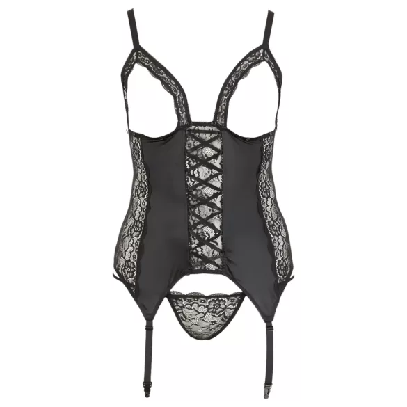 Cottelli Plus Size - prilagodljivi top s halterima (crna)