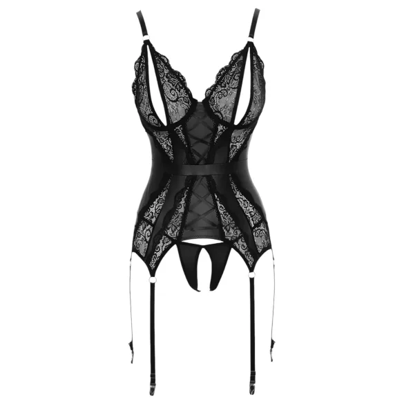 Cottelli - čipkasti otvoreni grudnjak i tanga - crna - M