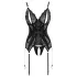 Cottelli - čipkasti otvoreni grudnjak i tanga - crna - XL