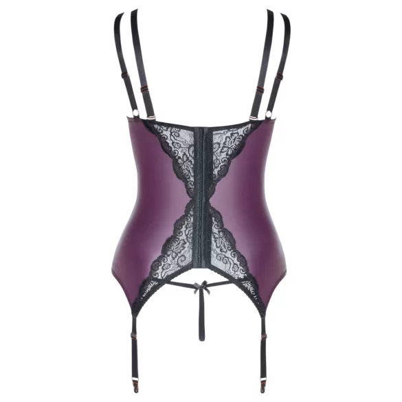 Cottelli Curves - čipkasti, korzetski donji veš set (ljubičasti) - 90D/XL