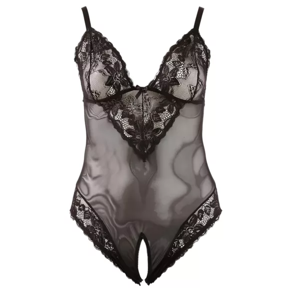 Cottelli Plus Size - čipkasti body - crna - XXL