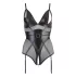 Cottelli Bondage - sjajni bodi s lisicama - crna