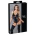 Cottelli Bondage - sjajni body s lisicama (crni) - XL