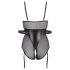 Cottelli Bondage - sjajni body s lisicama (crni) - XL