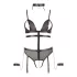 Cottelli Bondage - otvoreni body s remenima i lancima - crna - L