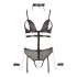 Cottelli Bondage - otvoreni body s lancima (crni) - XL