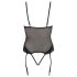 Cottelli Bondage - crni body s metalnim prstenom i lisicama - XL