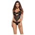 Obsessive Alluria - cvjetna čipkasta body (crna)