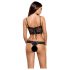 Obsessive Alluria - cvjetna čipkasta body (crna) - L/XL