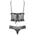 Obsessive Alluria - cvjetna čipkasta body (crna) - L/XL
