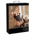 Abierta Fina - Sjajan čipkasti body s otvorima (crni) - 85B/L