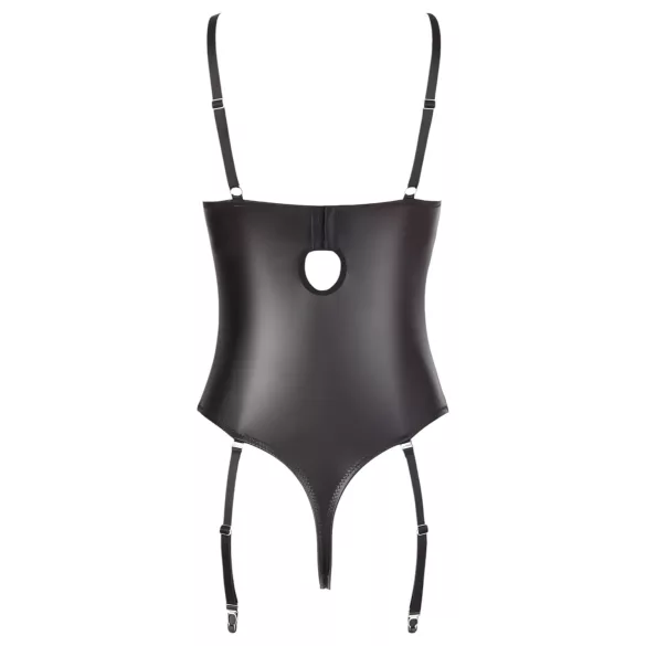 Abierta Fina - otvoreni body s remenčićima i čipkom - crna - 85C/L