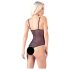 Cottelli - čipkasti, biserni otvoreni body (crni) - XL