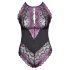 Cottelli Plus Size - cvjetni body (crno-ljubičasti) - 3XL