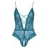 Cottelli - čipkasti otvoreni body s vezicama (zeleni) - XL
