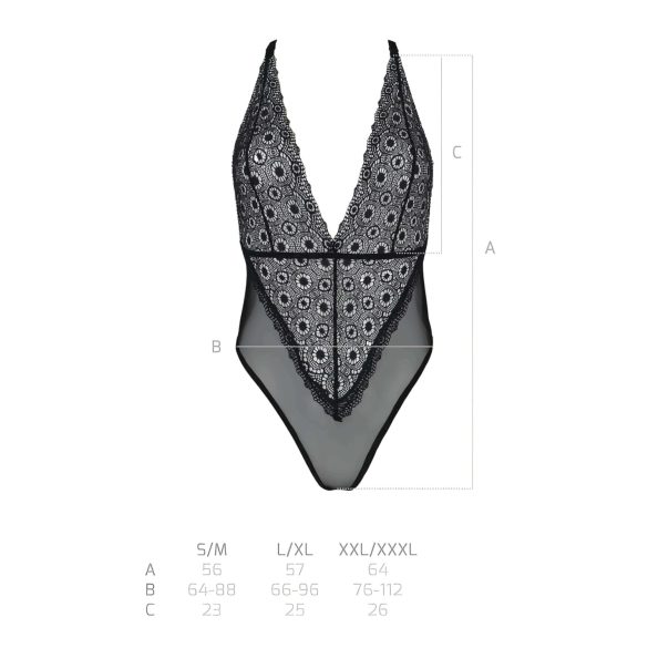 Passion Eco Zinnia - čipkasti bodi (crni) - L/XL