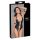 Cottelli Bondage - sjajni otvoreni body s prstenovima (crni) - M