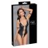 Cottelli Bondage - sjajni otvoreni body s prstenovima (crni) - M