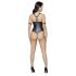 Cottelli Bondage - sjajni otvoreni body s prstenovima (crni) - M