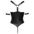 Cottelli Bondage - sjajni otvoreni body s prstenovima (crni) - M