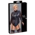 Cottelli Bondage Plus Size - čipkasti body s dugim rukavima (crna) - 3XL