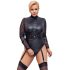 Cottelli Bondage Plus Size - čipkasti body s dugim rukavima (crna) - 3XL