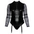 Cottelli Bondage Plus Size - čipkasti body s dugim rukavima (crna) - 3XL