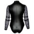 Cottelli Bondage Plus Size - čipkasti body s dugim rukavima (crna) - 3XL