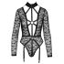Cottelli - prozirni, remenasti body (crna) - M