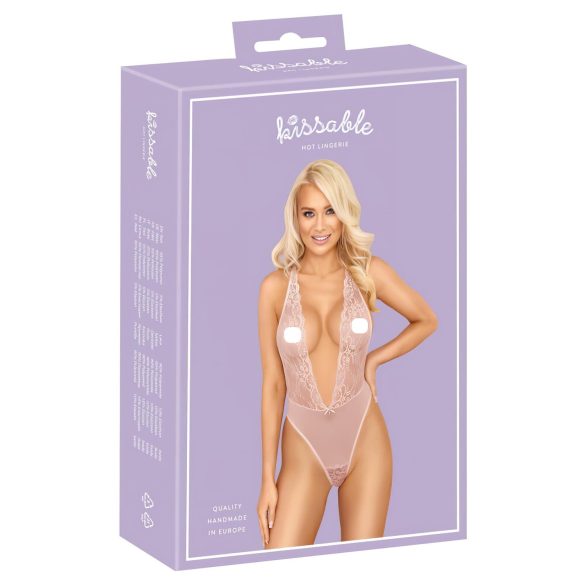 Kissable - čipkasti bodi (ružičasti)