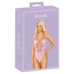Kissable - body s ružičastim vezom - roza - L/XL