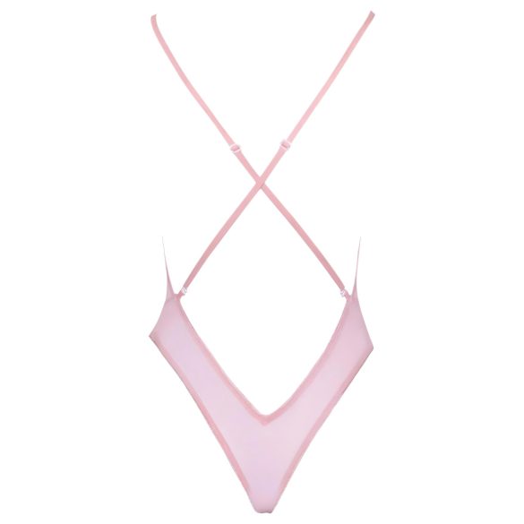 Kissable - body s ružičastim vezom - roza - L/XL