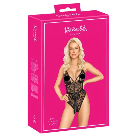 Poljubac - crni čipkani bodi - L/XL