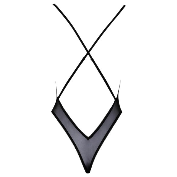 Kissable - crni body s ružičastim vezom - L/XL