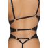 Abierta Fina - otvoreni, čipkasti body s kristalima (crni) - XL