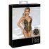 Abierta Fina - otvoreni, čipkasti body s kristalima (crni) - XL