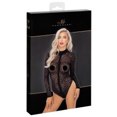 Noir - body s dugim rukavima, leopard uzorak (crna) - M