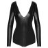 Noir - sjajni crni body s dugim rukavima - XL