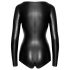 Noir - sjajni crni body s dugim rukavima - XL