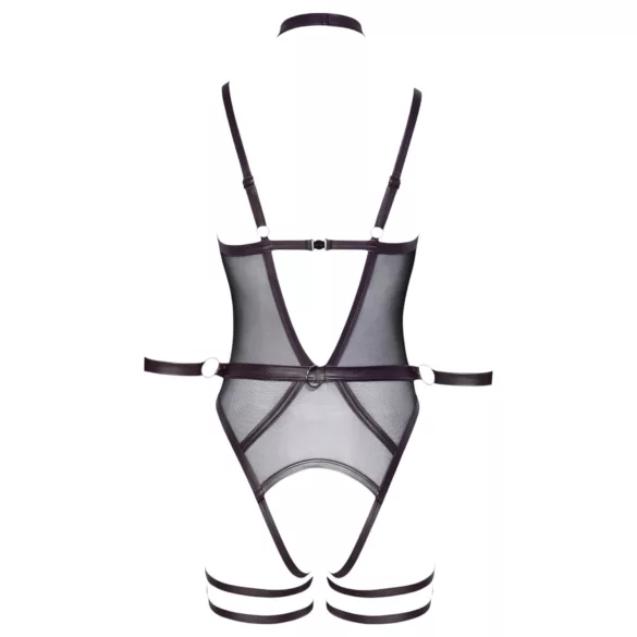 Cottelli Bondage - otvoreni bodi i lisice za ruke - crna - M
