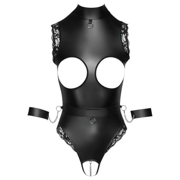Cottelli Bondage - otvoreni bodi s izrezima na grudima - crna - L