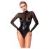 Noir - sjajni body s prozirnim umetkom - crni - XL