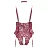 Cottelli Curves - body s čipkom i lancima - crvena - 2XL