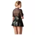 Cottelli Plus Size - sjajna haljina s crvenim korzetom - crna