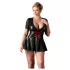 Cottelli Plus Size - sjajna haljina s crvenim korzetom - crna - XXL
