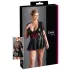 Cottelli Plus Size - sjajna haljina s crvenim korzetom - crna - XXXL