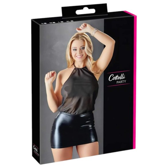 Cottelli - prozirna mini haljina - crna šifon - XL